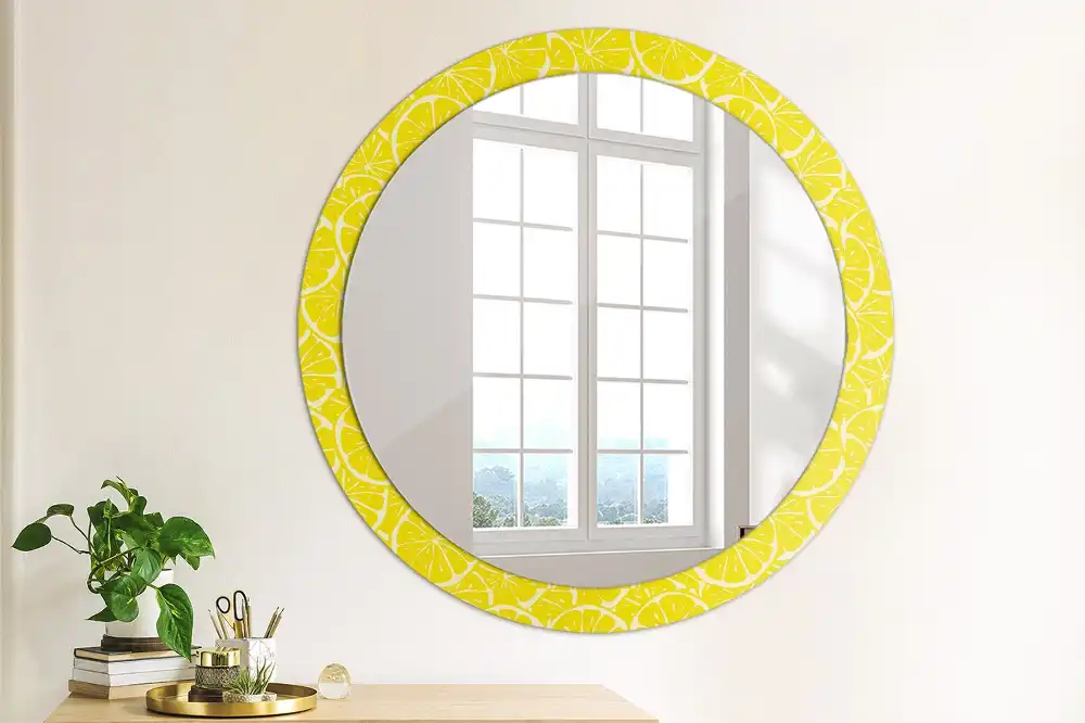 Miroir rond imprimé citrons