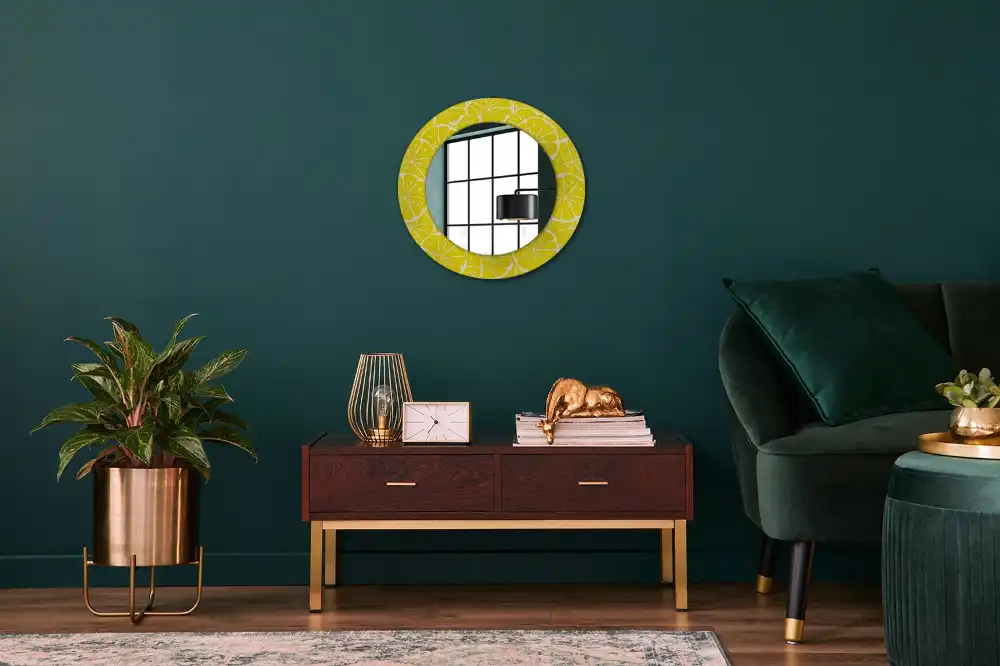 Miroir rond imprimé citrons