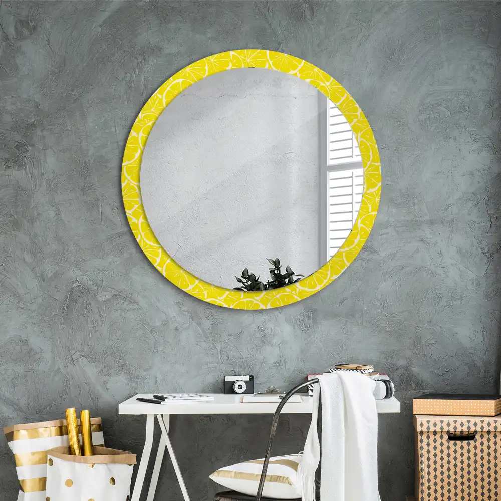 Miroir rond imprimé citrons