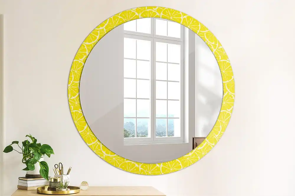 Miroir rond imprimé citrons