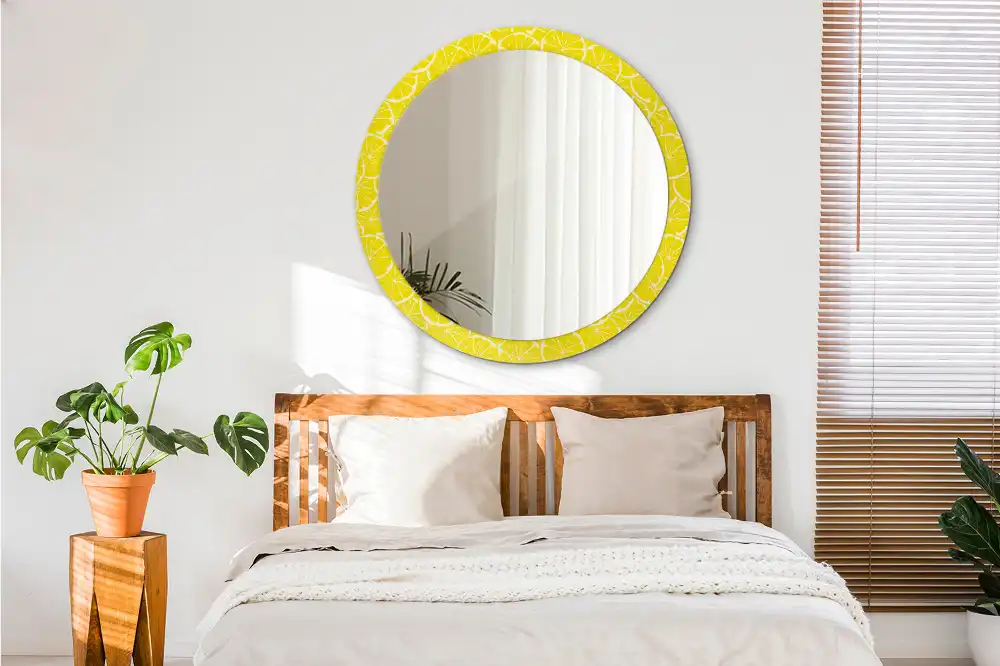 Miroir rond imprimé citrons