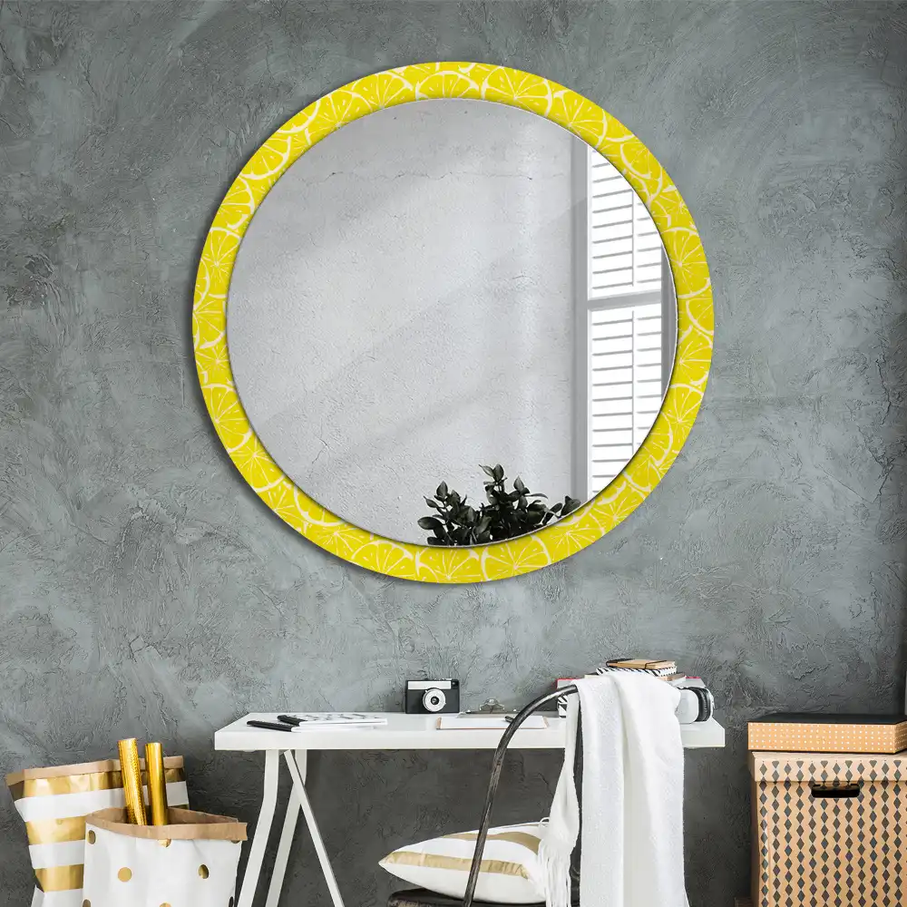 Miroir rond imprimé citrons
