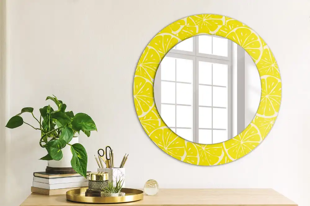Miroir rond imprimé citrons