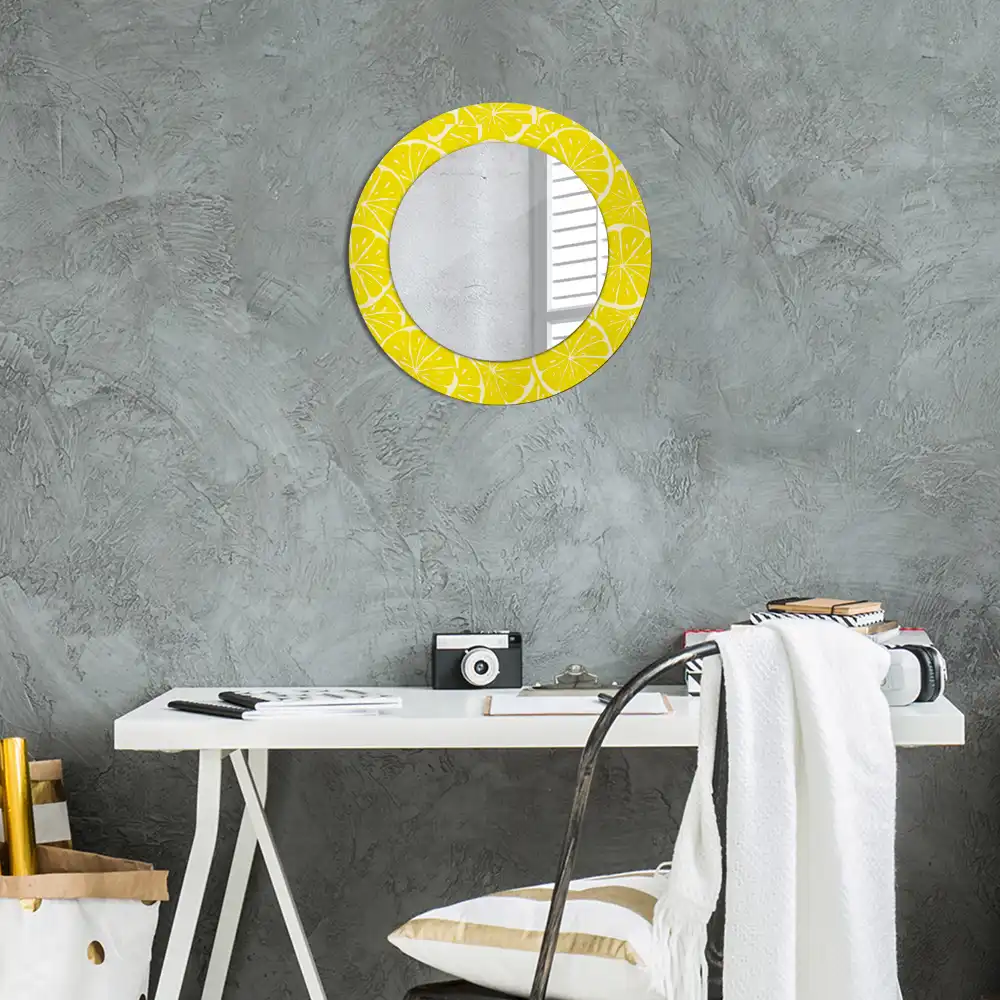 Miroir rond imprimé citrons