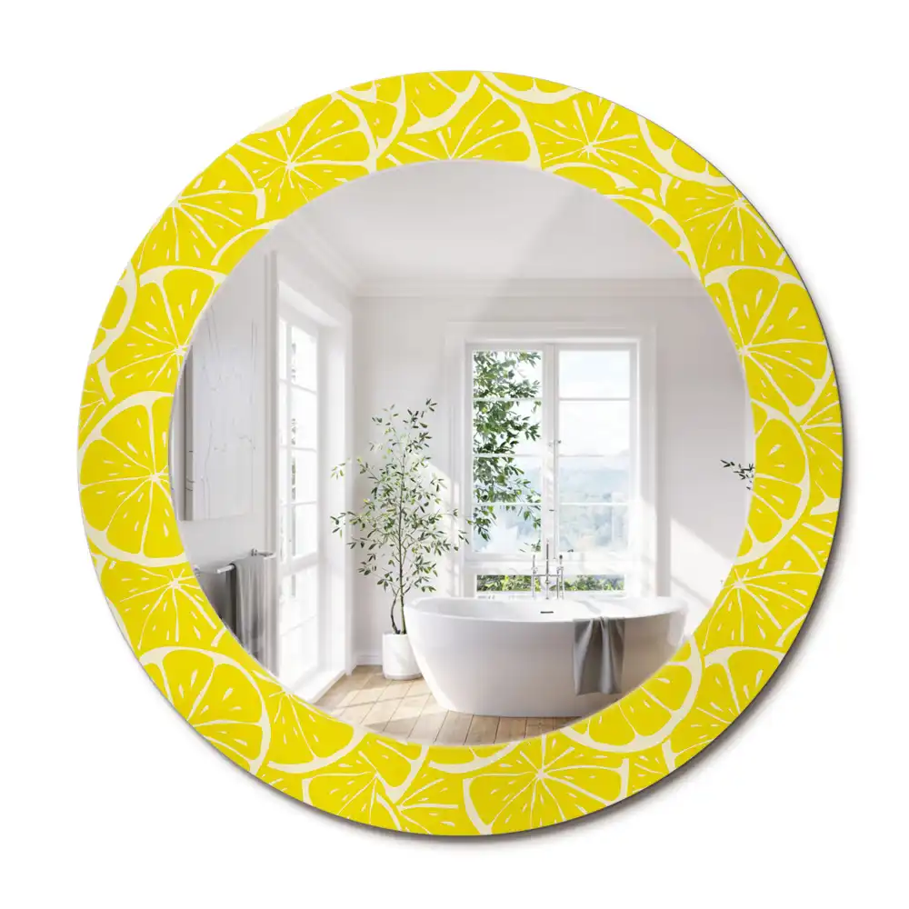 Miroir rond imprimé citrons