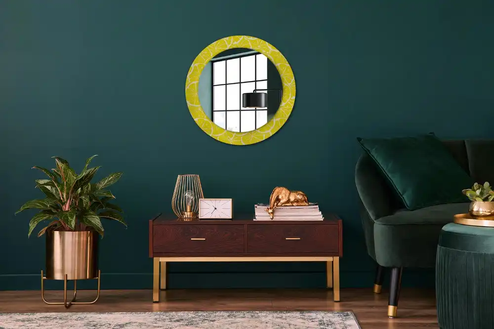 Miroir rond imprimé citrons
