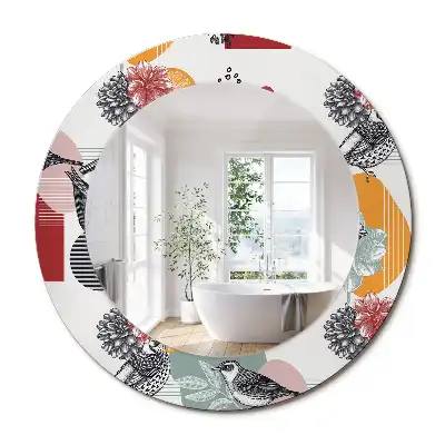 Miroir rond avec décoration morceaux vintage