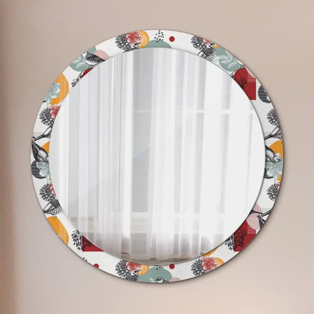 Miroir rond avec décoration morceaux vintage