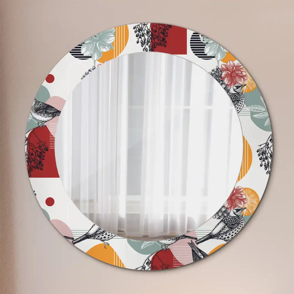 Miroir rond avec décoration morceaux vintage