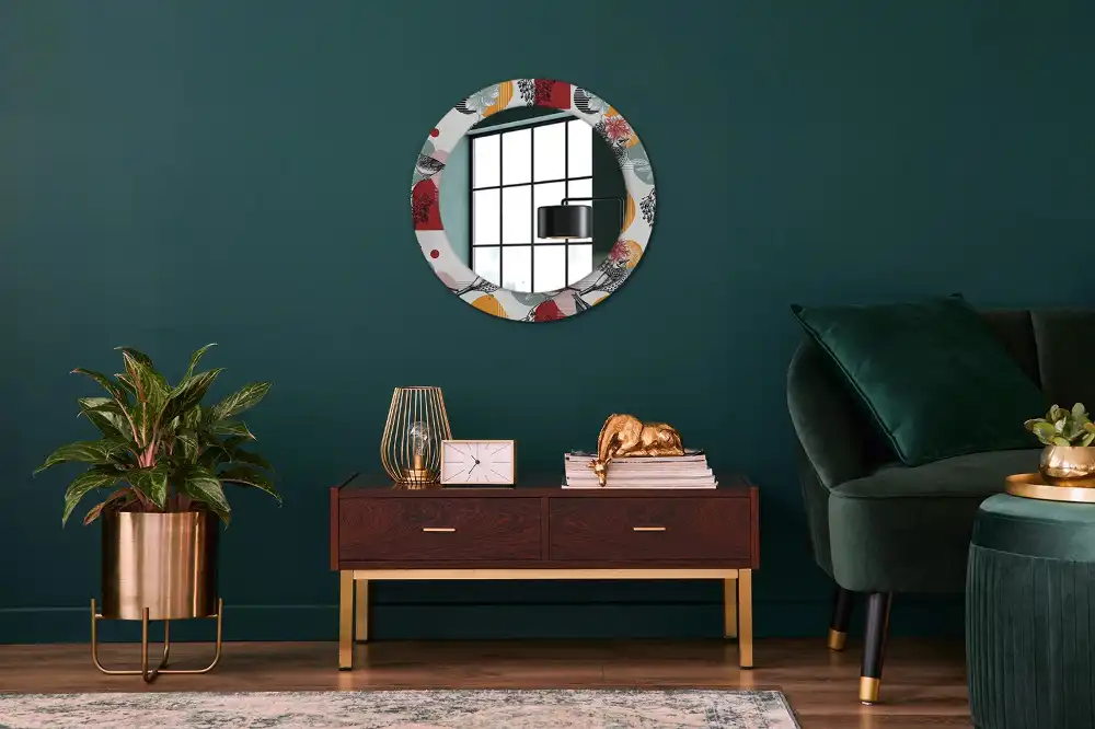 Miroir rond avec décoration morceaux vintage
