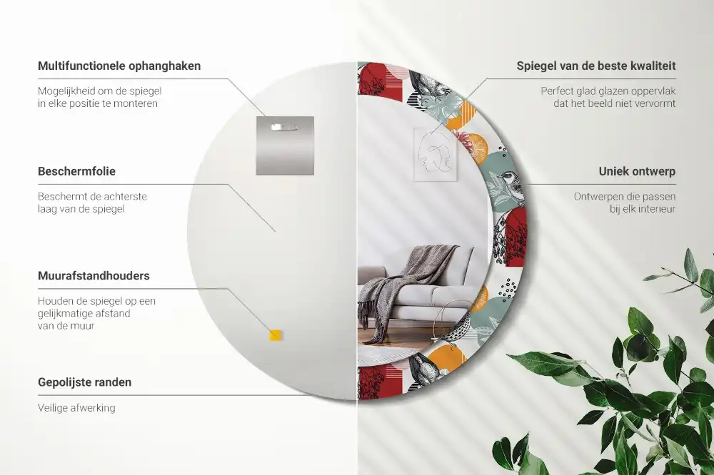 Miroir rond avec décoration morceaux vintage