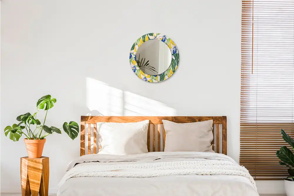 Miroir rond avec décoration orchidées
