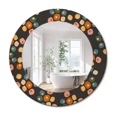 Miroir rond cadre avec impression fleurs à pois