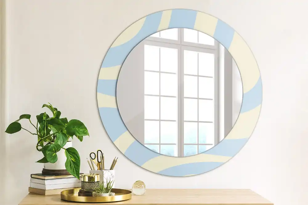 Miroir rond avec décoration forme abstraite