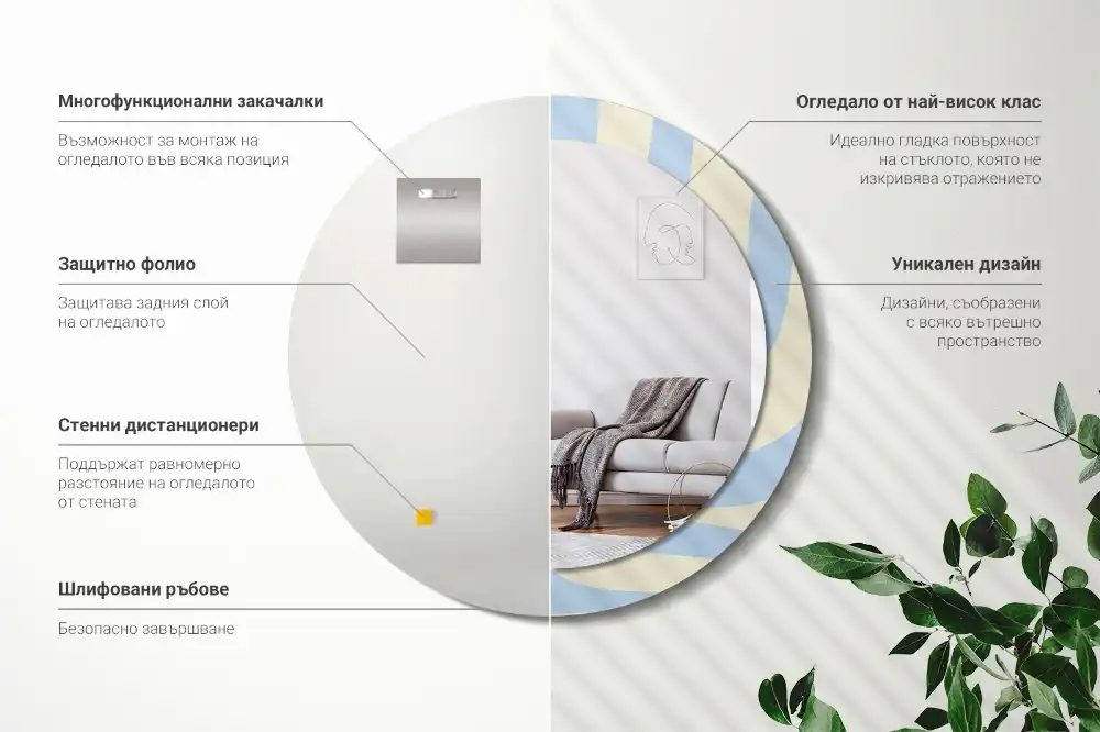 Miroir rond avec décoration forme abstraite