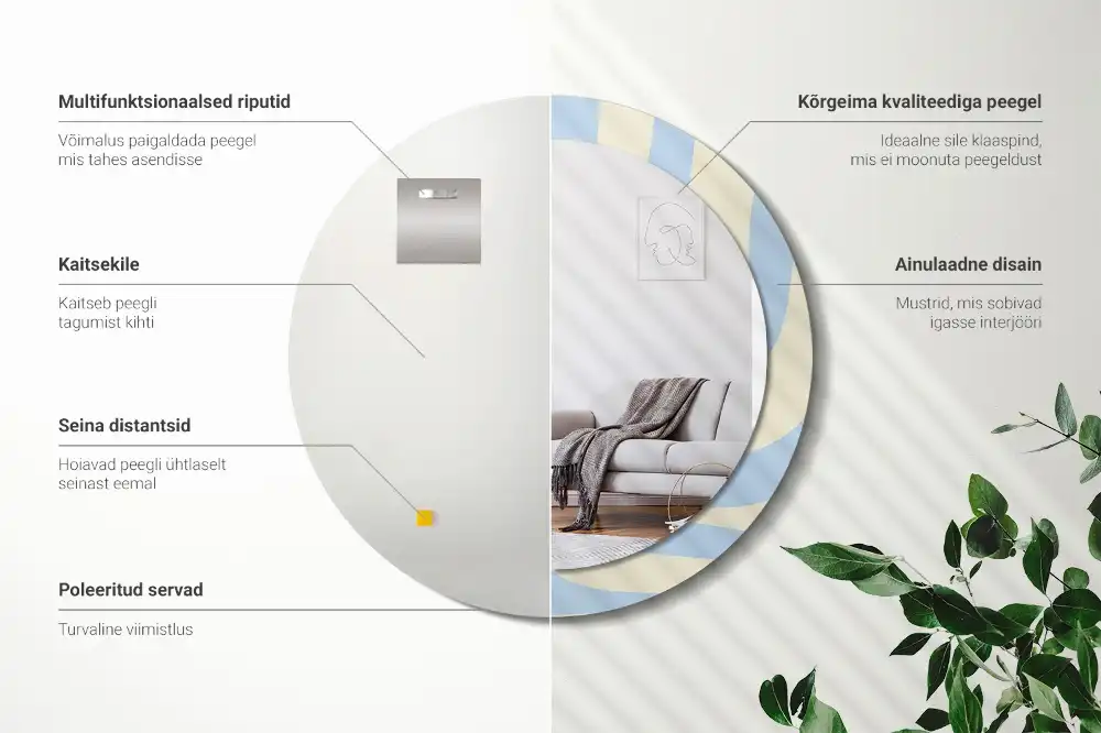 Miroir rond avec décoration forme abstraite