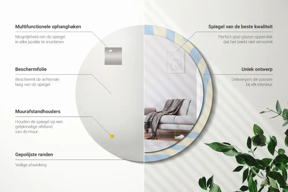 Miroir rond avec décoration forme abstraite