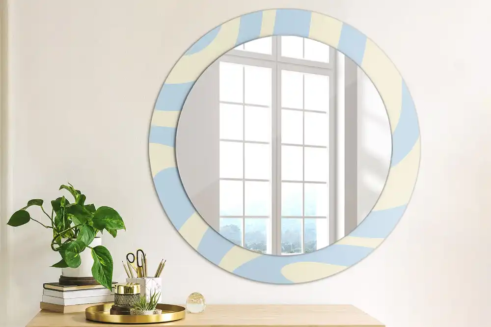 Miroir rond avec décoration forme abstraite