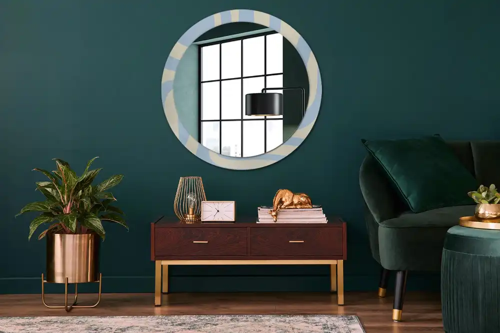Miroir rond avec décoration forme abstraite