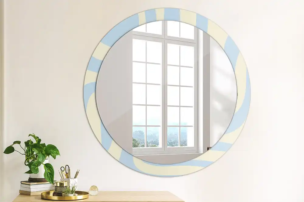 Miroir rond avec décoration forme abstraite