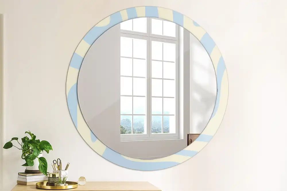 Miroir rond avec décoration forme abstraite