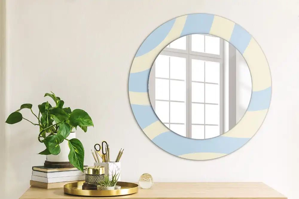 Miroir rond avec décoration forme abstraite