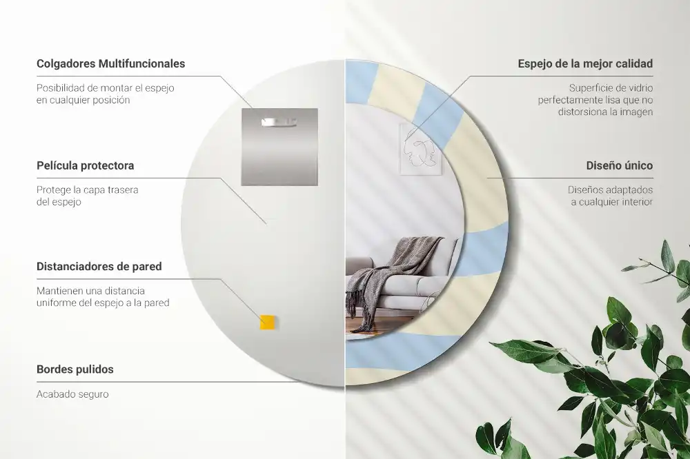 Miroir rond avec décoration forme abstraite