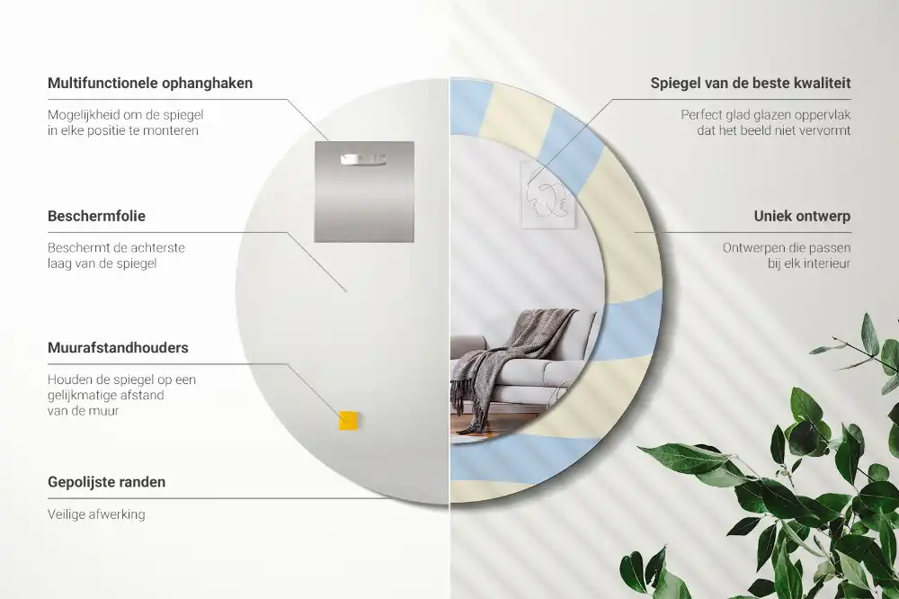 Miroir rond avec décoration forme abstraite