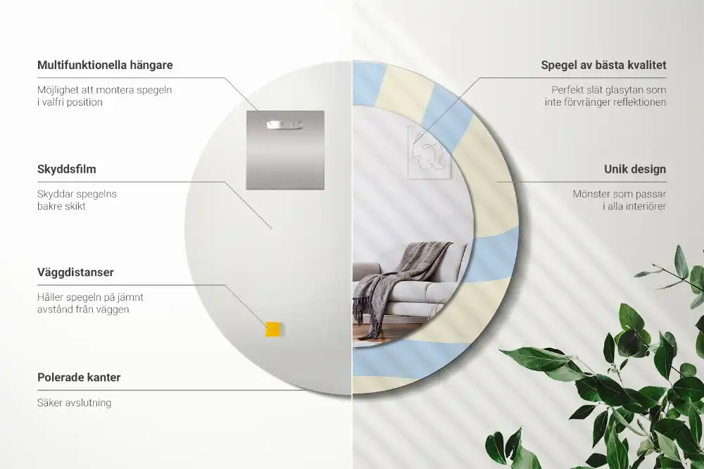 Miroir rond avec décoration forme abstraite