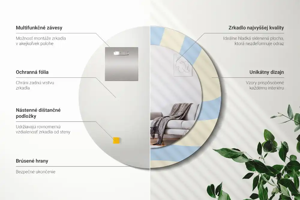 Miroir rond avec décoration forme abstraite