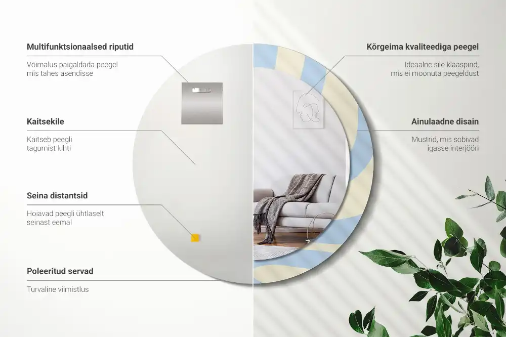 Miroir rond avec décoration forme abstraite
