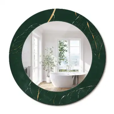 Miroir rond cadre imprimé contour de feuilles