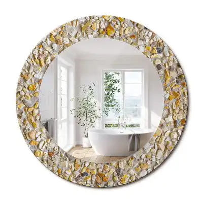 Miroir rond cadre avec impression motif terrazzo