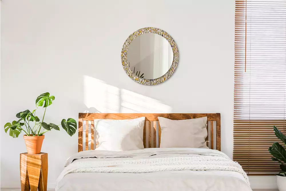 Miroir rond cadre avec impression motif terrazzo