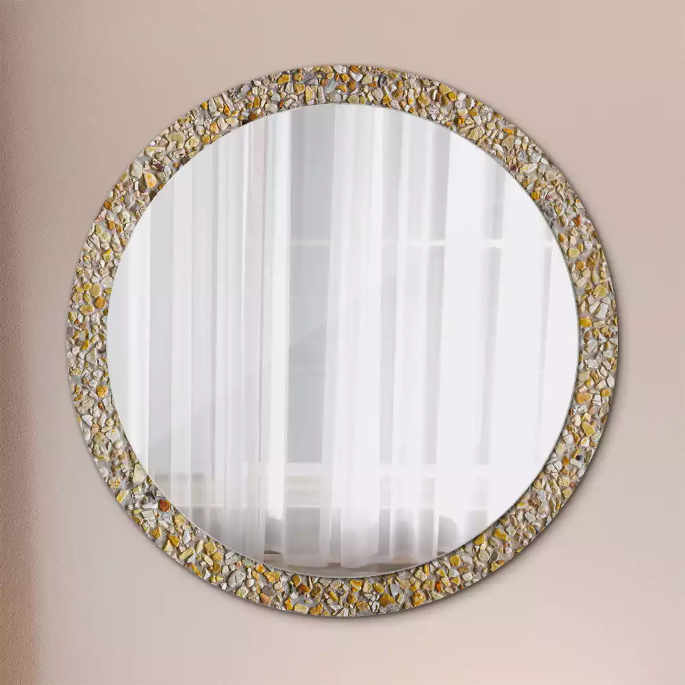 Miroir rond cadre avec impression motif terrazzo