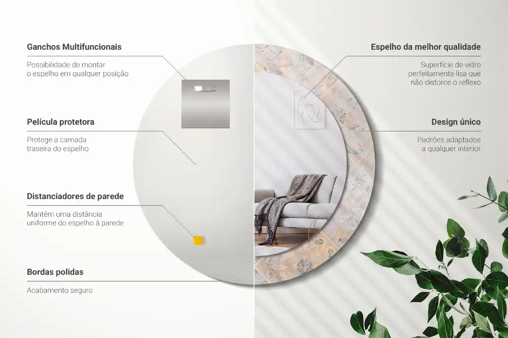 Miroir rond avec décoration carreaux usés