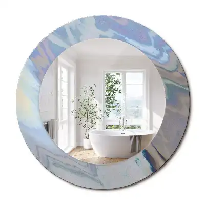 Miroir rond imprimé vagues abstraites
