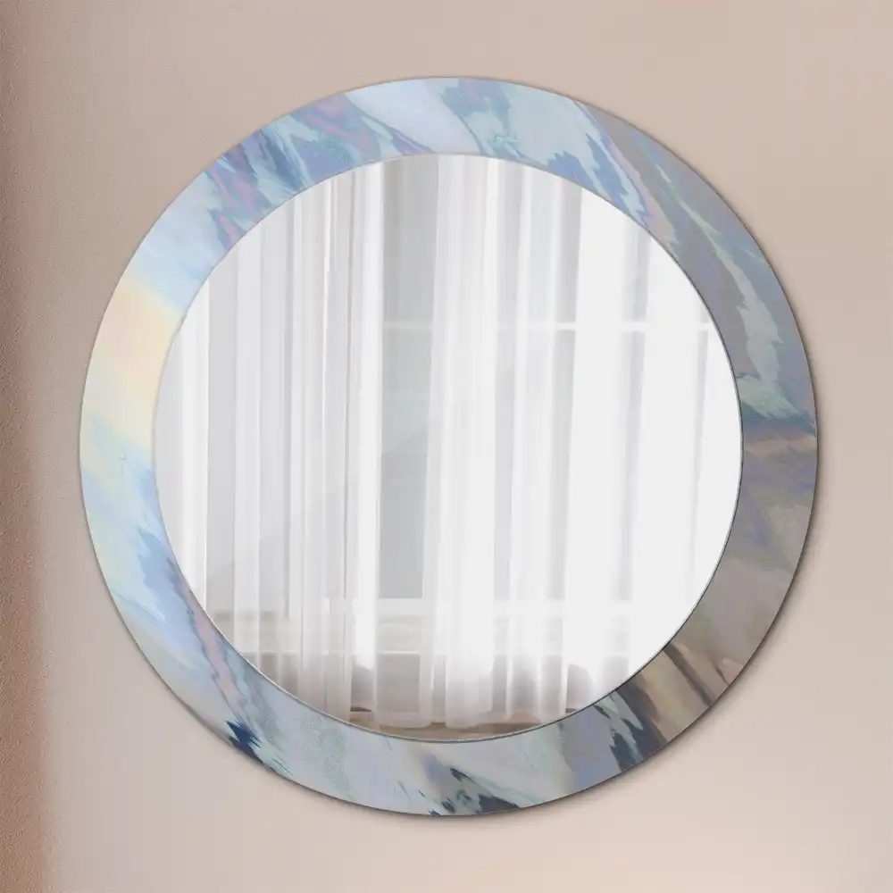 Miroir rond imprimé vagues abstraites