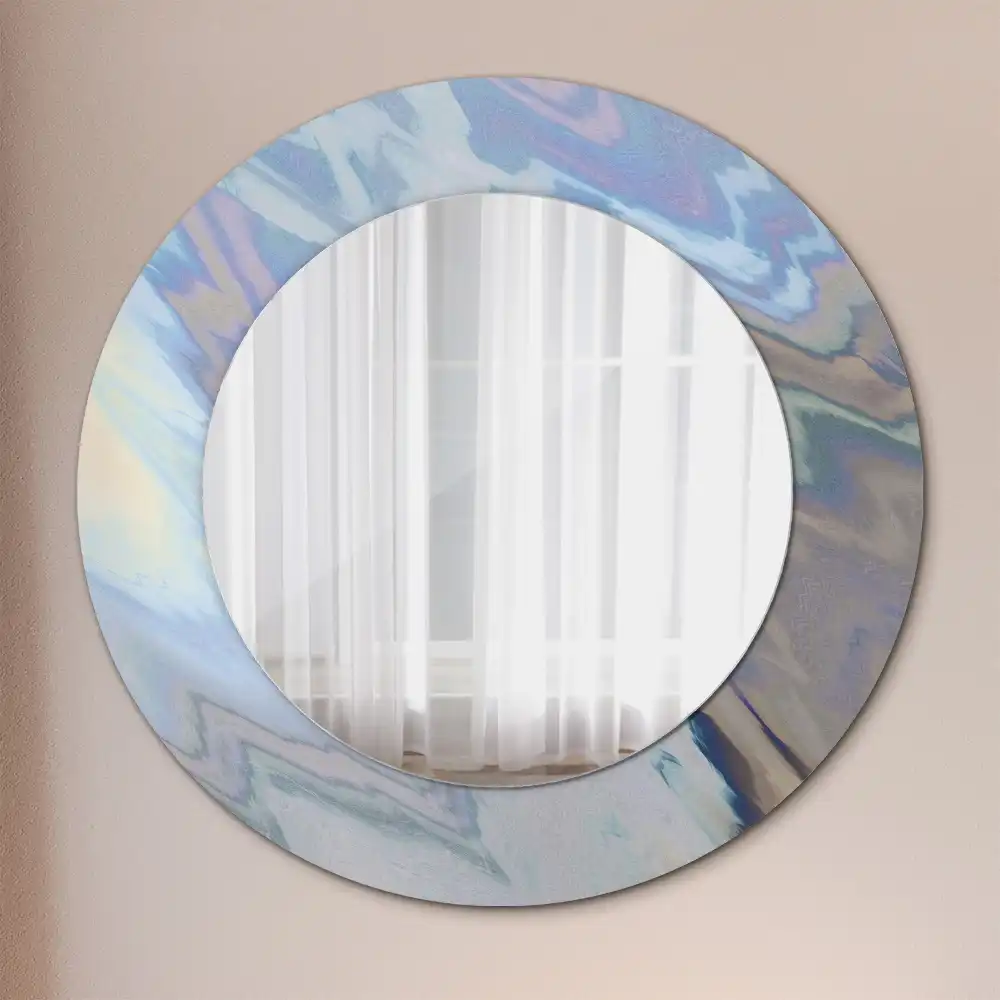 Miroir rond imprimé vagues abstraites