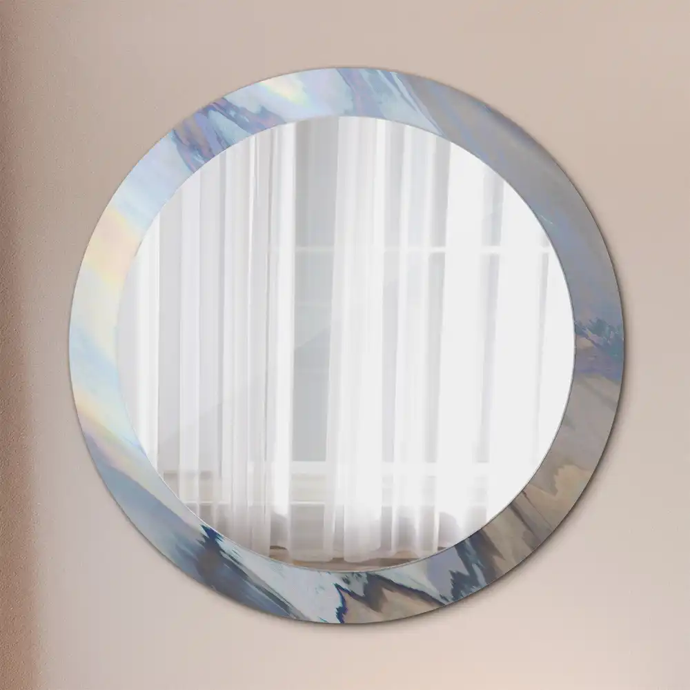Miroir rond imprimé vagues abstraites