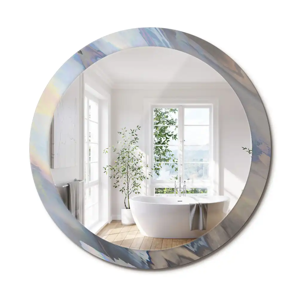 Miroir rond imprimé vagues abstraites