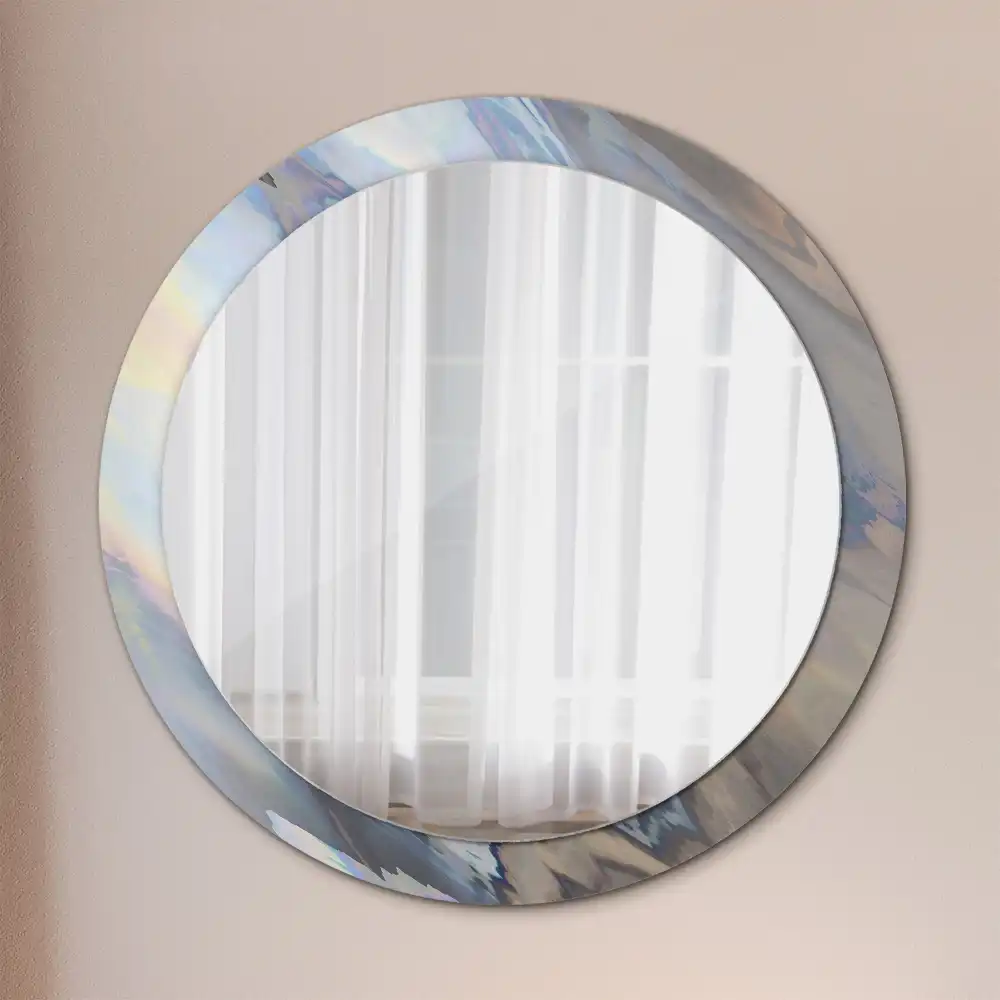 Miroir rond imprimé vagues abstraites