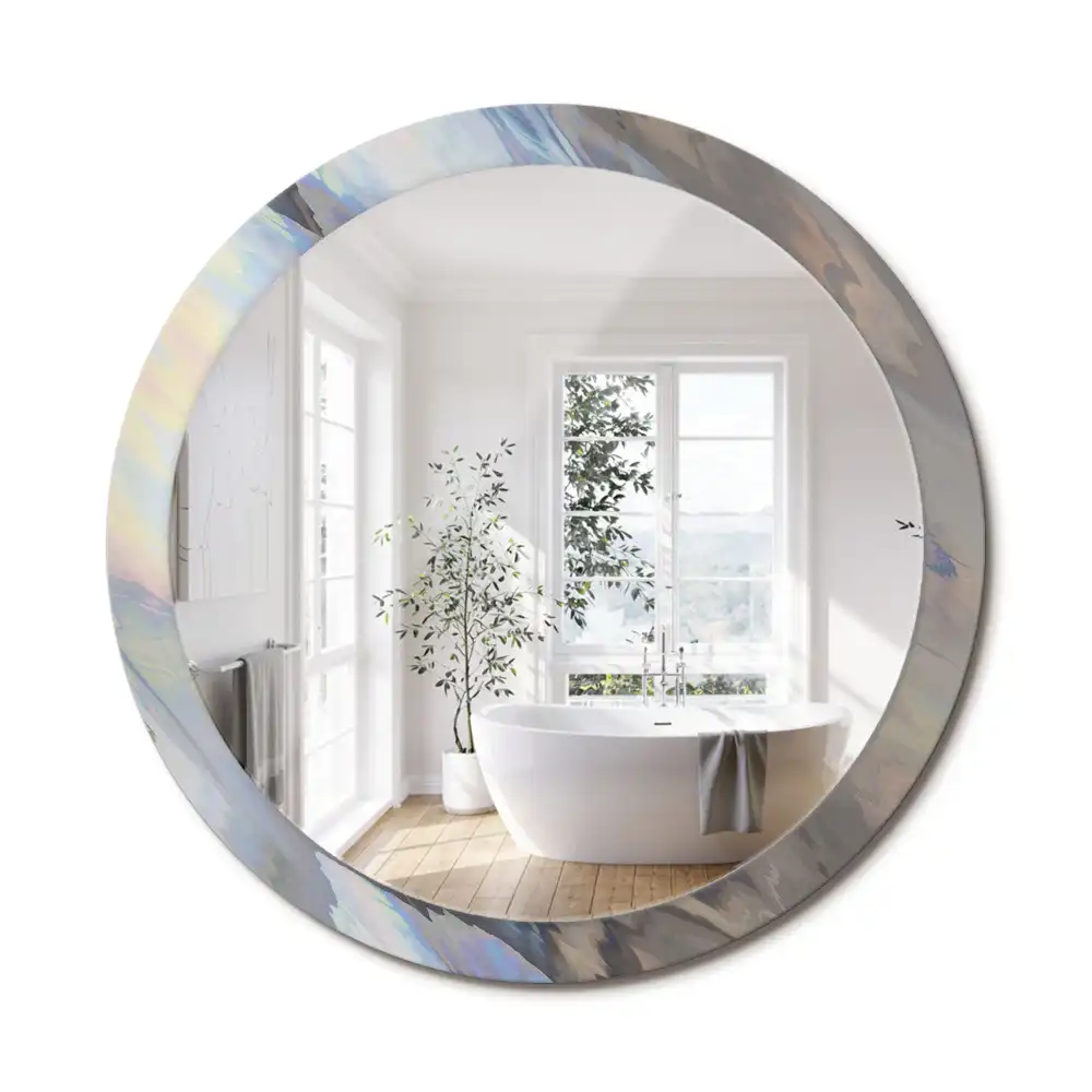 Miroir rond imprimé vagues abstraites