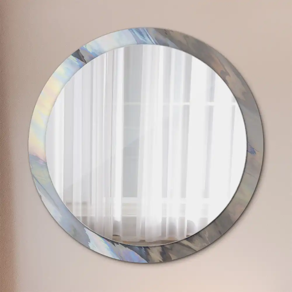 Miroir rond imprimé vagues abstraites