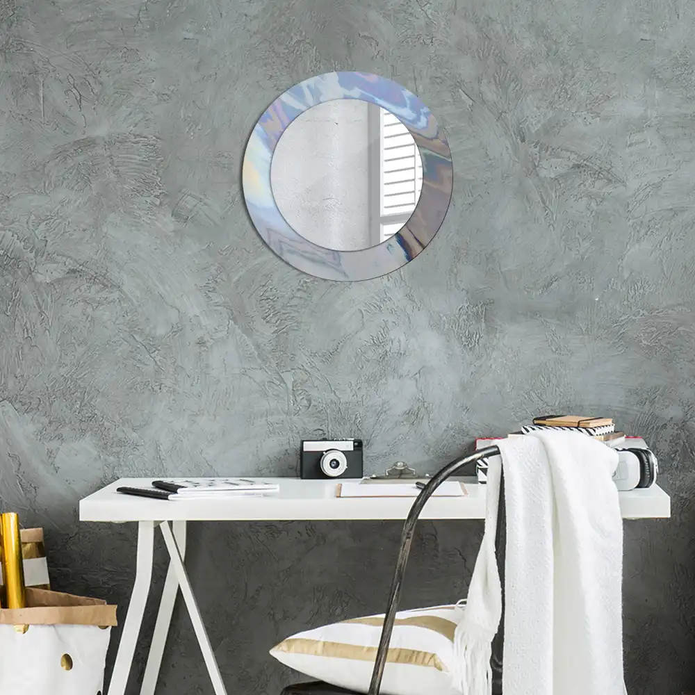 Miroir rond imprimé vagues abstraites