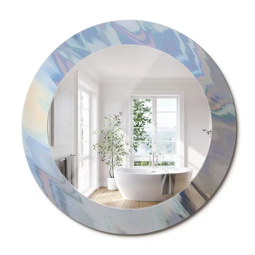 Miroir rond imprimé vagues abstraites