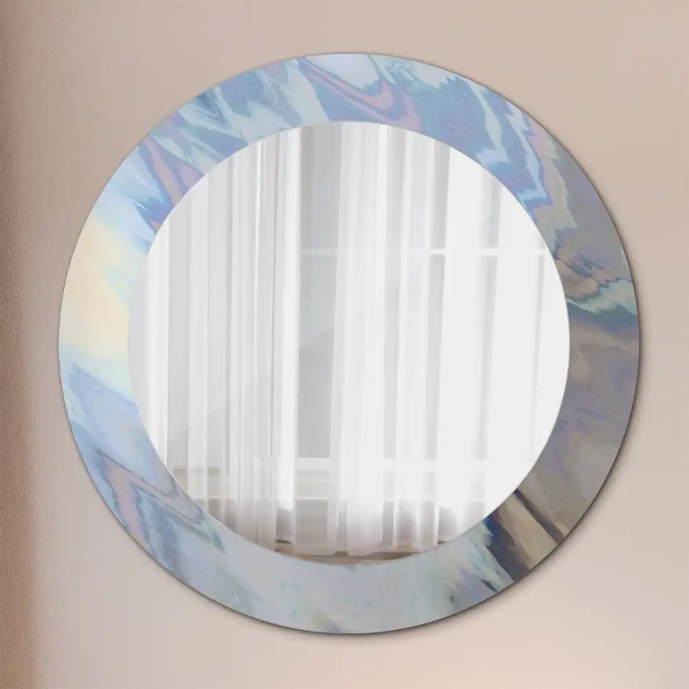 Miroir rond imprimé vagues abstraites