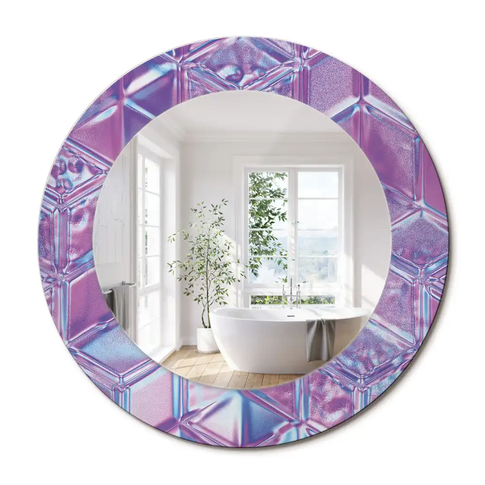 Miroir rond cadre avec impression motif cristal