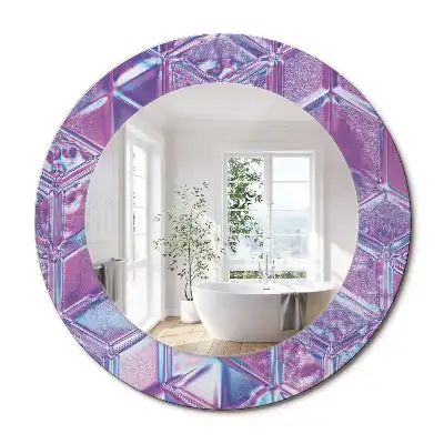 Miroir rond cadre avec impression motif cristal