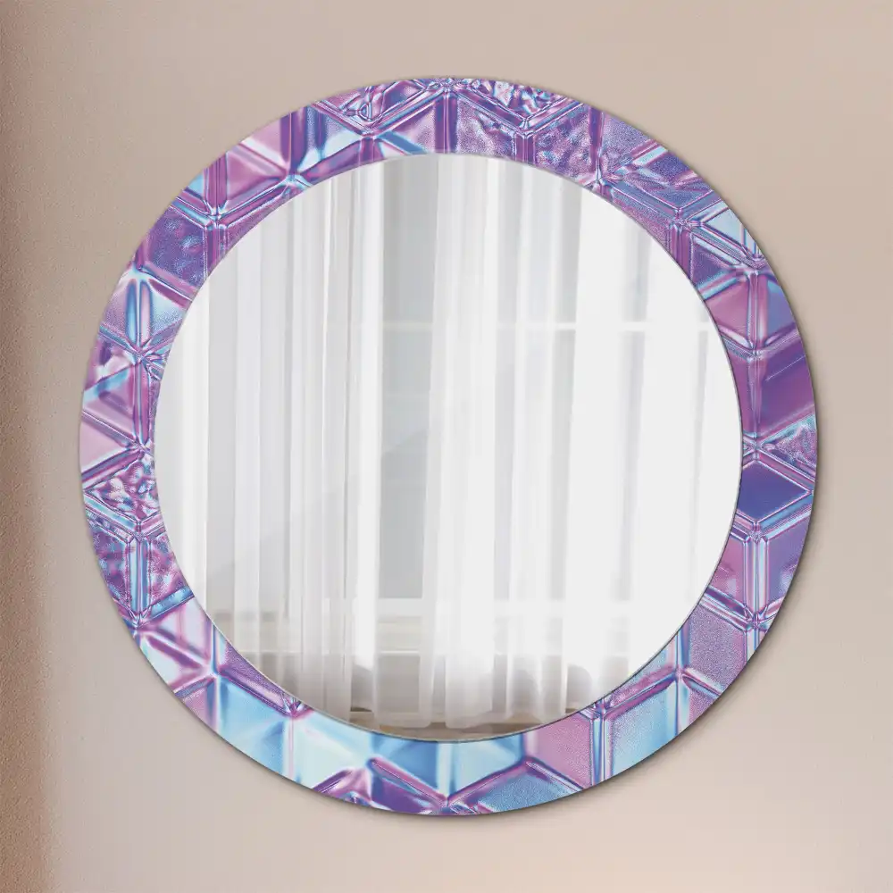 Miroir rond cadre avec impression motif cristal
